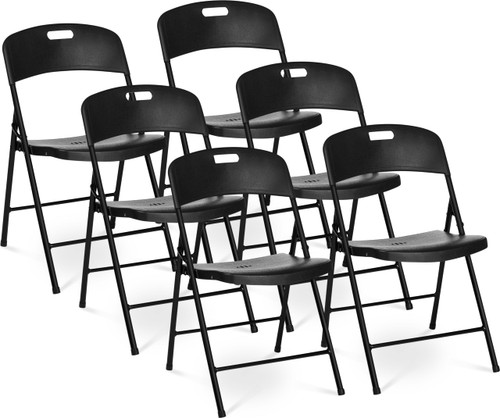 (Black, 6 Pack)Folding Chair, Indoor Outdoor Plastic Commercial Stackable Foldable Guest Chairs for Events Office Wedding Party Picnic Kitchen Dining, 350lb Capacity.