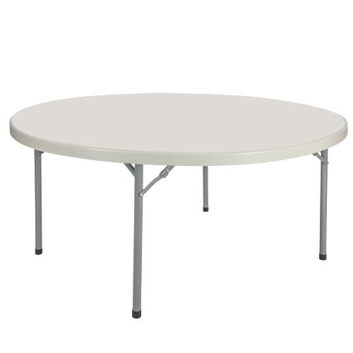 Round Commercial-Grade Premium Industrial Folding Table, Heavy-Duty Blow-Molded Design with Thick Top and 17-Gauge Steel Frame (60" Diameter, Speckled Gray Top)