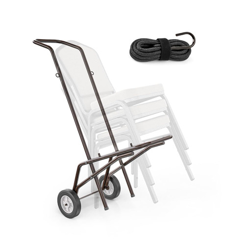 Premium Dollies Stack Chair Dolly Brown Powder Coated Steel Hand Cart with Hard Rubber Wheels (12 Chairs Fits OEF9100 OEF9200 OEF9300 Series 1375 lb Capacity)