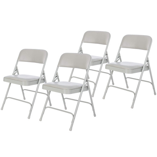 Premium Heavy Duty Vinyl Padded Folding Chairs, Commercial Grade 500 lb Capacity (4-Pack, Warm Gray)