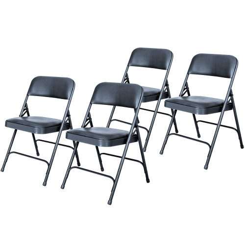 Premium Heavy Duty Vinyl Padded Folding Chairs, Commercial Grade 500 lb Capacity (4-Pack, Midnight Blue)