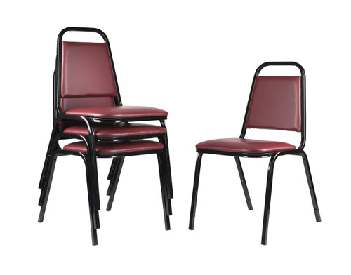 Banquet Chairs Premium Commercial Seating (4 Pack, Vinyl, Pleasant Burgundy, Black Frame)