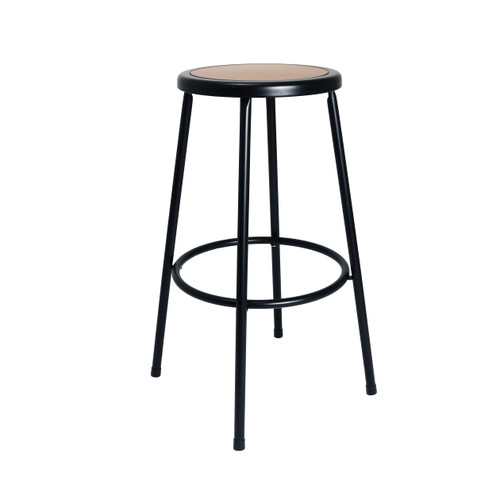 Premium Commercial-Grade All-Purpose Round Stool (30-inch Height, Black Frame, Masonite Wood Seat)