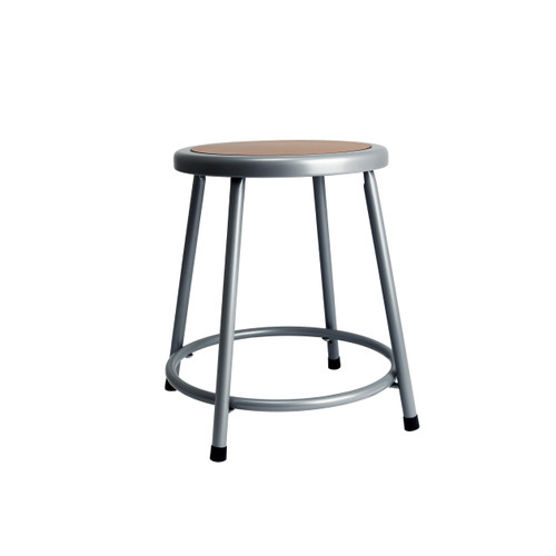 Premium Commercial-Grade All-Purpose Round Stool (18-inch Height, Gray Frame, Masonite Wood Seat)
