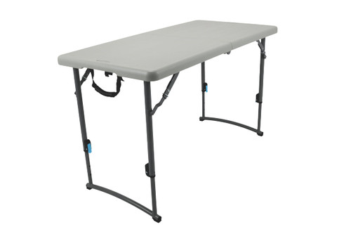 Heavy-Duty Commercial-Grade Adjustable-Height Fold-in-Half Utility Table (24 x 48 in, 4-Position, Speckled Gray Top/Gray Frame)