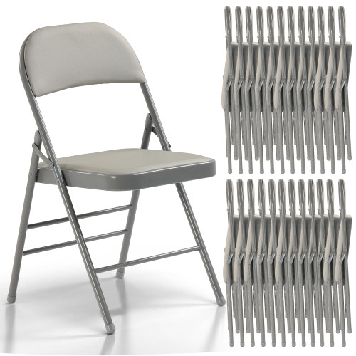 24 Pack Folding Chairs with Padded Cushion, Upgrade Heavy Duty Foldable Chair for Indoor & Outdoor, Portable Stackable Commercial Seat for Party Events Wedding Home Office, Platinum Gray