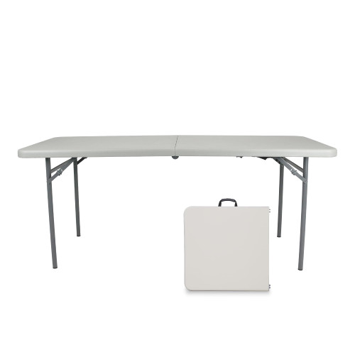 Rectangular Commercial-Grade Premium Industrial Fold-in-Half Blow-Molded Folding Table with 18-Gauge Steel Frame and Thick Top (Rectangle, 30" × 60", Speckled Gray Top)