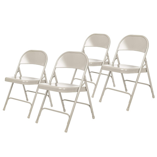 All-Steel Heavy-Duty Folding Chairs with 500 lb Weight Capacity (4-Pack, Gray)