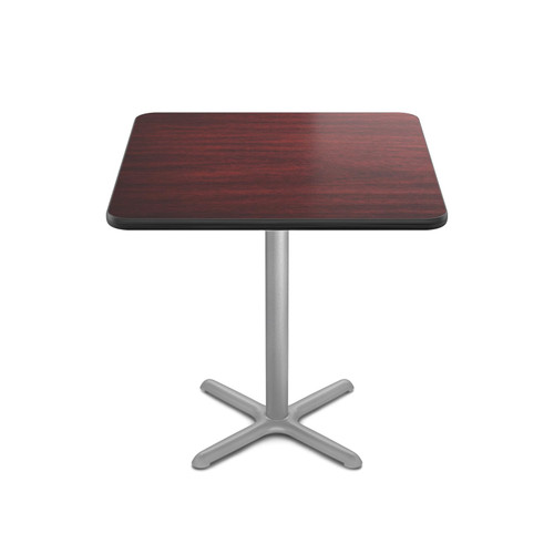 Premium Commercial-Grade Restaurant and Breakroom Cafe Table (Square, 36 in Side, 36 in Counter Height, X-Base, Gray Frame, Mahogany Laminate)