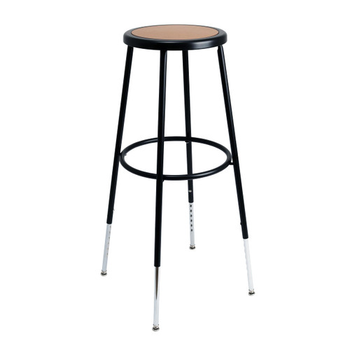 Premium Commercial-Grade All-Purpose Round Stool (Height-Adjustable, 30–38 inch Range, Black Frame, Masonite Wood Seat)