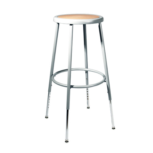 Premium Commercial-Grade All-Purpose Round Stool (Height-Adjustable, 24–32 inch Range, Gray Frame, Masonite Wood Seat)