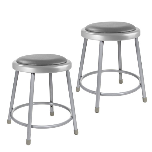 Premium Commercial-Grade All-Purpose Round Stool (18-inch Height, Gray Frame, Vinyl Padded Seat, 2-Pack)