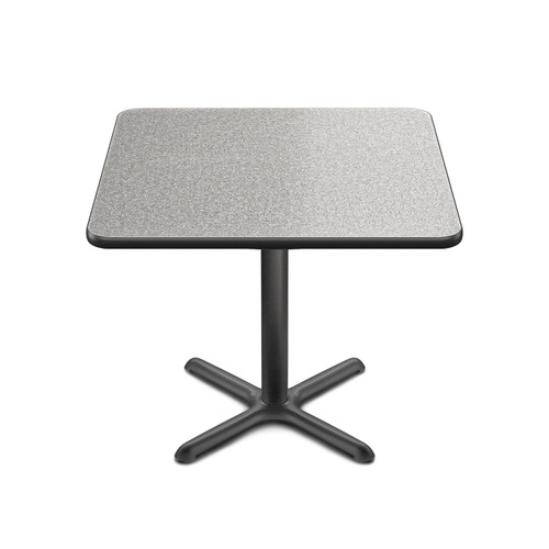 Premium Commercial-Grade Restaurant and Breakroom Cafe Table (Square, 36 in Side, 30 in Dining Height, X-Base, Black Frame, Gray Nebula Laminate)