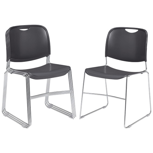 Ultra-Compact Plastic Sled Base Stack Chair (Dark Gray, 4-Pack)