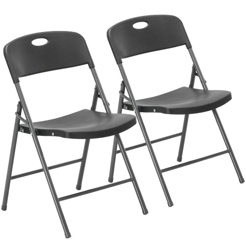 2 Pack Folding Chairs Heavy Duty - Plastic Stackable Portable Dining Chairs Set, Wedding, Party, Patio, Garden, for Indoor Outdoor, for Home and Office, Conference, Black