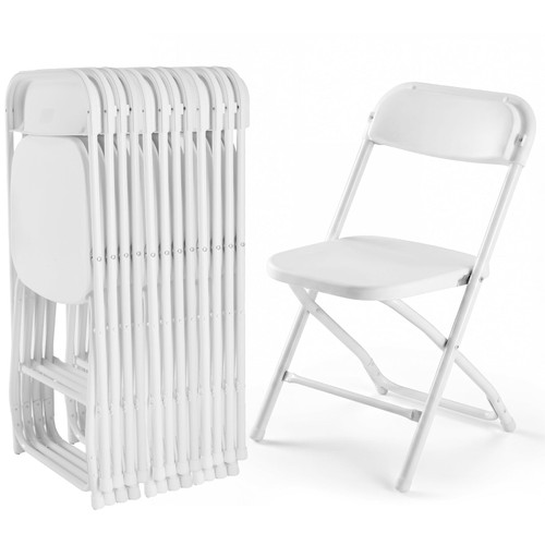Folding Chairs Sets of 12, 330lbs Plastic Stackable Portable Patio Dining Sets, Fold Up for Indoor Outdoor, Camping, Garden, Party, Meeting (White)