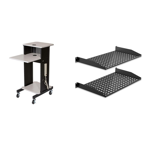 Presentation Cart and Stand & Pyle 2-Pc 1U Server Rack Shelf
