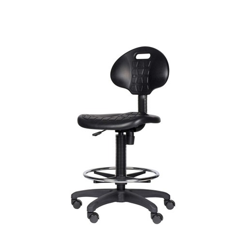 Height Adjustable Polyurethane Industrial Stool (Black, Armless, Stool Height)