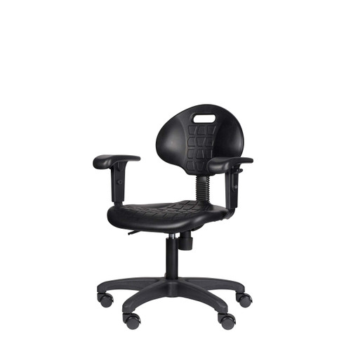 Height Adjustable Polyurethane Industrial Task Chair (Black, with Arms, Standard Height)