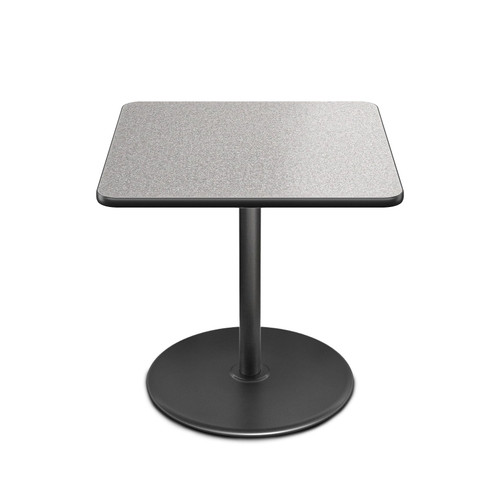 Premium Commercial-Grade Restaurant and Breakroom Cafe Table (Square, 36 in Side, 36 in Counter Height, Round-Base, Black Frame, Gray Nebula Laminate)