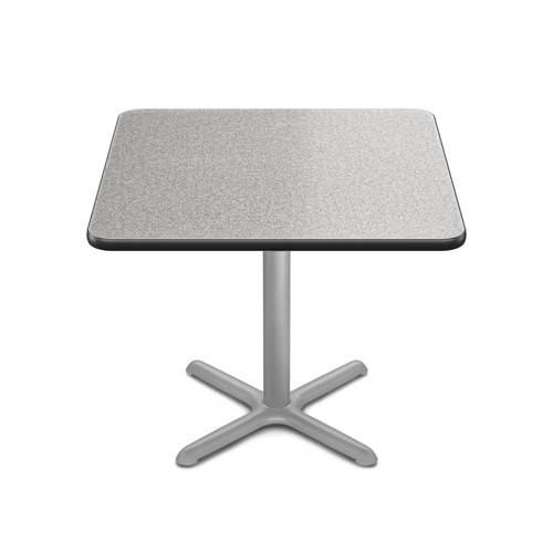 Premium Commercial-Grade Restaurant and Breakroom Cafe Table (Square, 36 in Side, 30 in Dining Height, X-Base, Gray Frame, Gray Nebula Laminate)