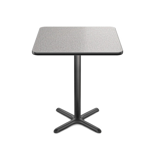 Premium Commercial-Grade Restaurant and Breakroom Cafe Table (Square, 36 in Side, 42 in Bar Height, X-Base, Black Frame, Gray Nebula Laminate)