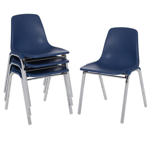 Commercial-Grade Polypropylene Shell Stack Chair (Blue, 4-Pack)