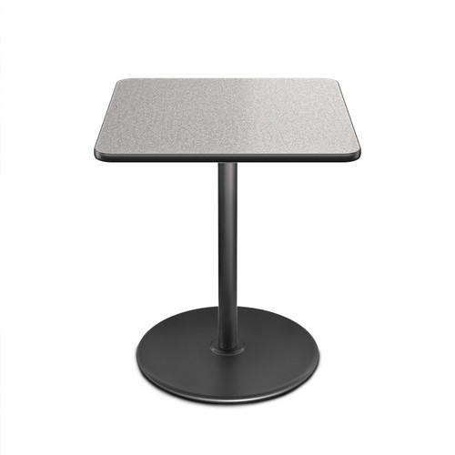 Premium Commercial-Grade Restaurant and Breakroom Cafe Table (Square, 36 in Side, 42 in Bar Height, Round-Base, Black Frame, Gray Nebula Laminate)