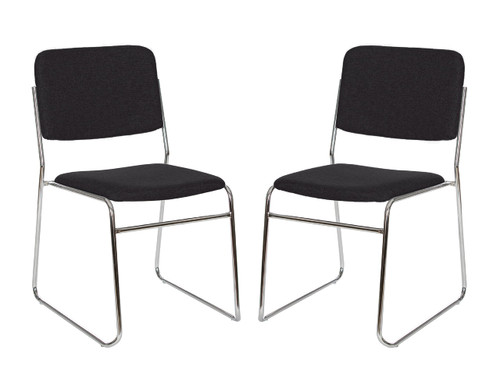 Commercial-Grade Fabric Padded Stack Chair (Black, 2-Pack)