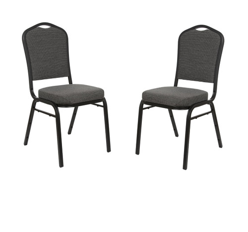Silhouette Back Upholstered Stackable Banquet Chairs Premium Commercial Seating (2 Pack, Fabric, Natural Greystone, Black Santex Frame)
