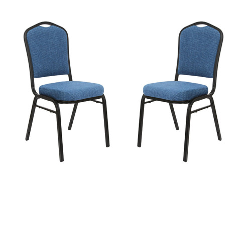 Series Silhouette Back Upholstered Stackable Banquet Chairs Premium Commercial Seating (2 Pack, Fabric, Natural Blue, Black Santex Frame)