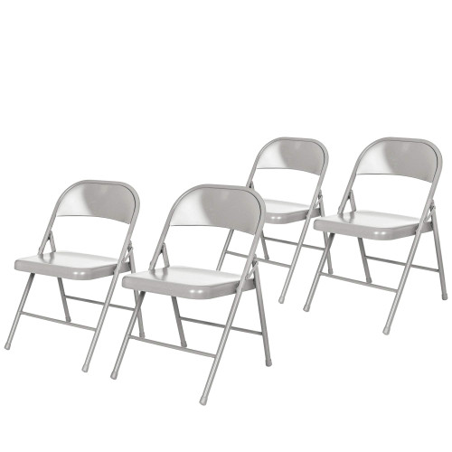 Premium Lightweight All-Steel Folding Chairs (4-Pack, Gray)