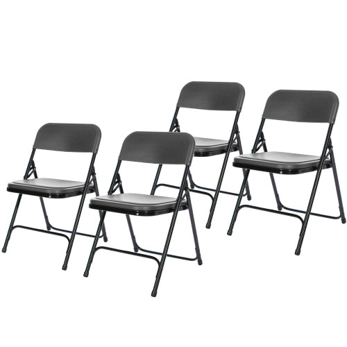 Premium Heavy-Duty Plastic Folding Chairs, Lightweight, Durable Seating for Indoor and Outdoor Use, 500 lb Capacity (4-Pack, Gray Plastic with Black Frame)