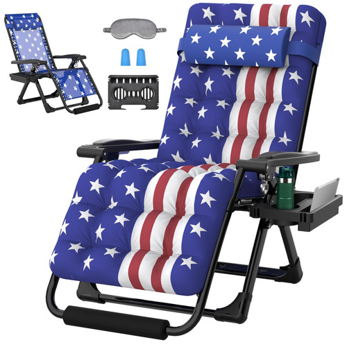 29In XL Zero Gravity Chair w/Cushion, Heated Zero Gravity Recliner Lounge Chair for Indoor and Outdoor, Reclining Camping Chair for Lawn, Anti Gravity Chair with Cup Holder and Footrest