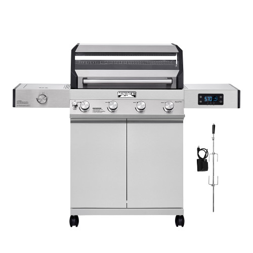 Grills Denali 405 4-Burner Liquid Propane Gas Smart bbq Grill Stainless Steel with Rotisserie Kit(2 items)