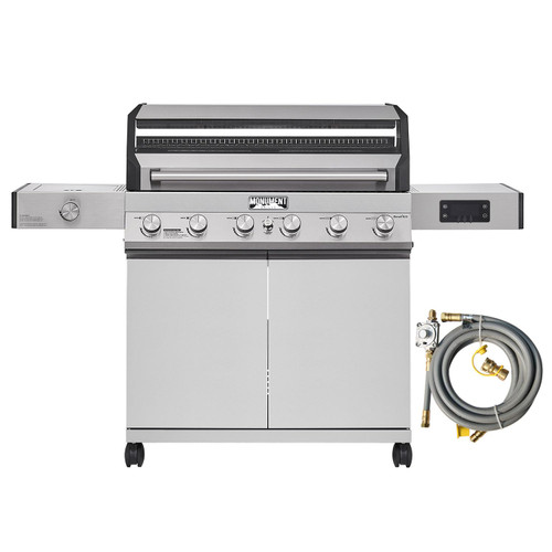 Grills 6-Burner Convertible Natural Gas Smart bbq Grill Stainless Steel Denali 605 with Conversion Kit