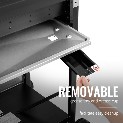 5-Burner BBQ Liquid Propane Gas Grill with Side Burner, Stainless Steel 61,000 BTU Output for Patio Garden Picnic Backyard Cooking, Silver