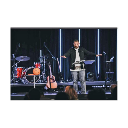 Arc 1 Stainless Steel and Acrylic Podium, Pulpit or Lectern with Side Table