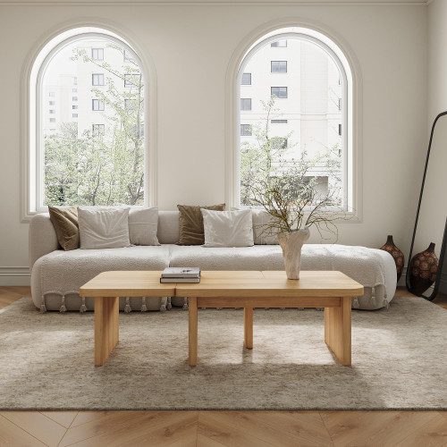 Modular Modern Coffee Table for Living Room, Free Adjustable Shape, Minimalist Square Living Room Tea Table, Light Wood Nesting Table Set of 2