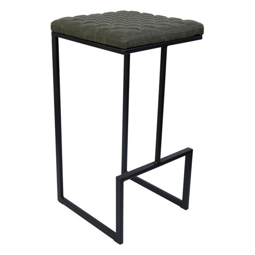 Counter Height Bar Stool, Modern Backless Bar Stool for Kitchen Island & Home Bar, Faux Leather Upholstered Seat with Metal Frame, Industrial Style Counter Stool, Green
