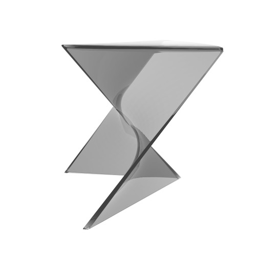 15.75" Stackable Weather-Resistant Plastic Triangular Side Table - Clear Smoke Accent End Table for Indoor & Outdoor Use