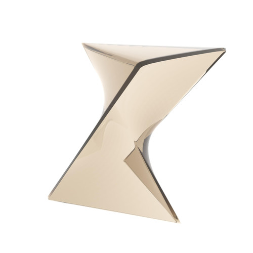 15.75" Stackable Weather-Resistant Plastic Triangular Side Table - Transparent Amber Accent End Table for Indoor & Outdoor Use