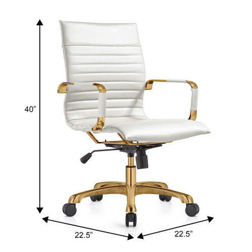 Harris Modern Ergonomic Executive Office Chair, High-Back Leather Conference Desk Chair with Adjustable Height, Tilt Control, 360° Swivel & Gold Frame for Home Office