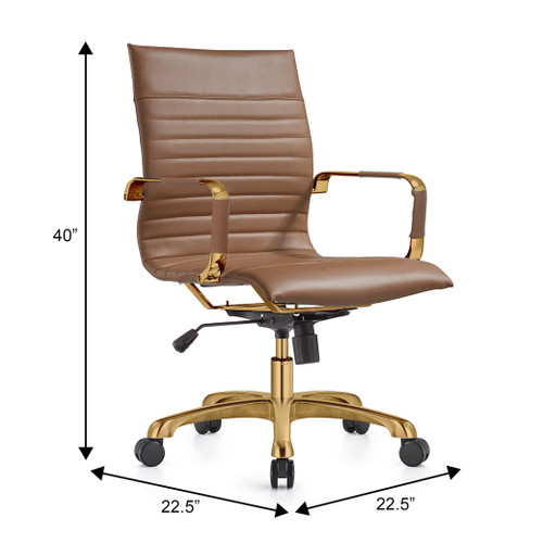 Harris Modern Ergonomic Executive Office Chair, High-Back Leather Conference Desk Chair with Adjustable Height, Tilt Control, 360° Swivel & Gold Frame for Home Office