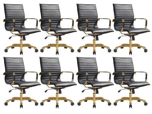 Harris Modern Ergonomic Executive Office Chair, High-Back Leather Conference Desk Chair with Adjustable Height, Tilt Control, 360° Swivel & Gold Frame for Home Office
