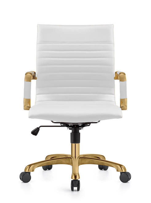 Harris Modern Ergonomic Executive Office Chair, High-Back Leather Conference Desk Chair with Adjustable Height, Tilt Control, 360° Swivel & Gold Frame for Home Office