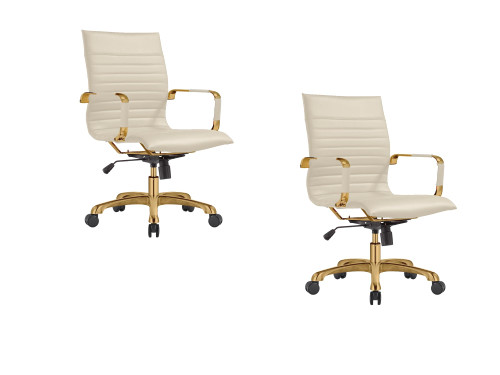 Harris Modern Ergonomic Executive Office Chair, High-Back Leather Conference Desk Chair with Adjustable Height, Tilt Control, 360° Swivel & Gold Frame for Home Office