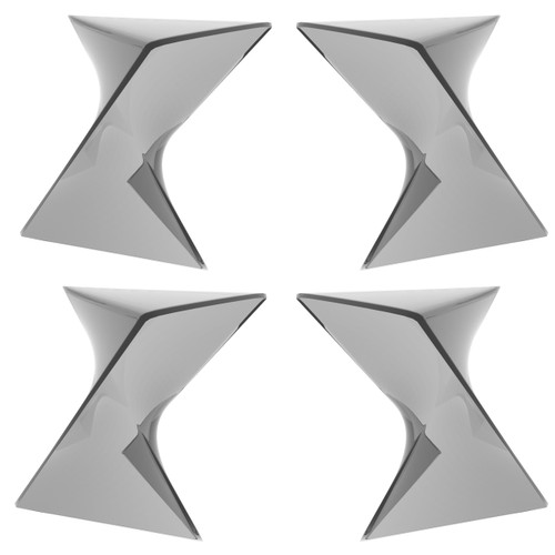 15.75" Triangular Side Table, Stackable Plastic Accent End Table for Indoor & Outdoor Use, Weather-Resistant Modern Patio & Living Room Table, Set of 4, Smoke