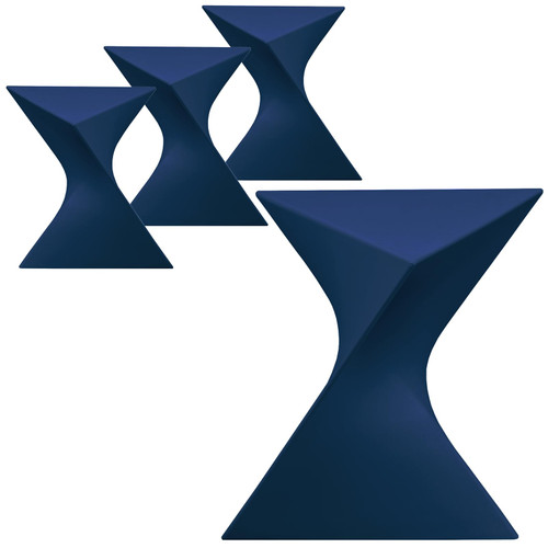 15.75" Triangular Side Table, Stackable Plastic Accent End Table for Indoor & Outdoor Use, Weather-Resistant Modern Patio & Living Room Table, Set of 4, Navy Blue