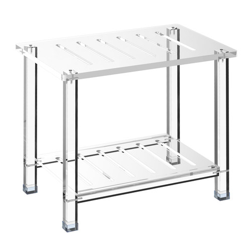 Acrylic Shower Bench for Inside Shower 13.98" D X 21.26" W X 18.31" H, Heavy Duty (Hold Up to 300lbs) Bathroom Shower Stool with Storage Shelf, for Shaving Legs & Spa, Waterproof Non-Slip
